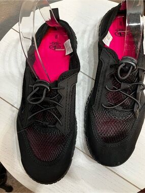 Black Athletic Slip-On water shoes with Pink Insole - Women's 9